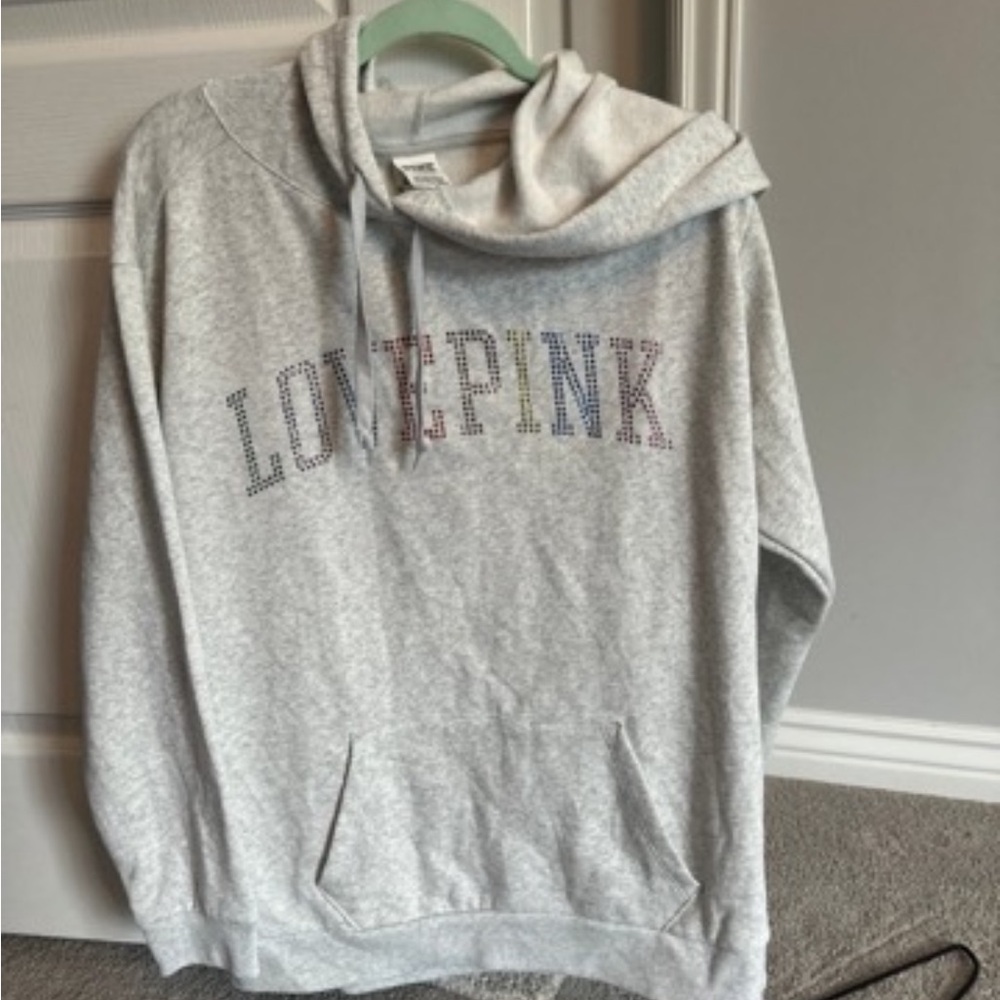 VS PINK SIZE LARGE BEDAZZLED HOODIE